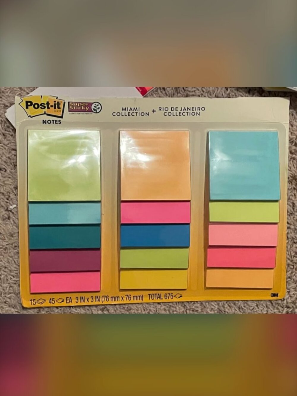 Post-It Sticky Notes Bright Miama & Rio De Janeiro Collections